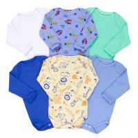 Kit body bebê menino de 0 a 12 meses c/ 6 peças em algodão