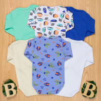 Kit 6 bodies para bebê menino manga longa 100% algodão