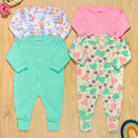 Kit 4 Macacões Bebê em Suedine com Estampa Divertida Menina