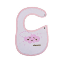 BABADOR 2PÇS COM BOTÃO PRESSÃO ESTAMPA NUVEM ROSA