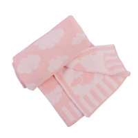 MANTA PARA BEBÊ DE TRICOT DUPLO ESTAMPA NUVEM ROSA