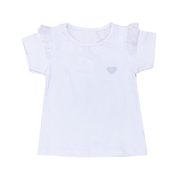 Blusa Infantil 1 Ao 3 Manga Curta Tule Coração Branco