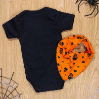 Kit Halloween Body Manga Curta Preto com Bandana Caveirinha