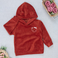 Blusa Ursinha Bordada em Plush com Capuz de Orelinha Lilás