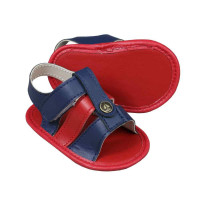 SANDÁLIA PARA BEBÊ COM VELCRO SIMPLES MARINHO E VERMELHO