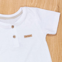 Camiseta Infantil 1 Ao 3 Manga Curta Com Botão Branco