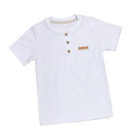 Camiseta Infantil 4 Ao 8 Manga Curta Com Botão Branco