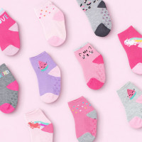 Kit 3 Meias Fofas Com Antiderrapante Para Bebês Meninas Até 24 Meses