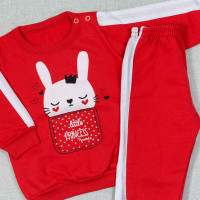 CONJUNTO PARA BEBÊ EM MOLETOM LONGO LITTLE PRINCESS VERMELHO
