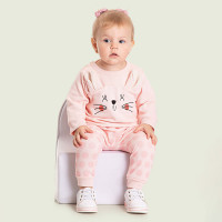 CONJUNTO PARA BEBÊ EM MOLETOM LONGO COELHINHA ORELHA SALMÃO