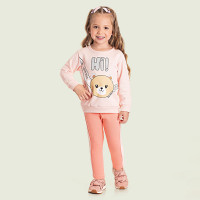 CONJUNTO INFANTIL 1 AO 3 MOLETOM LOVE BEAR SALMÃO