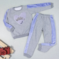 CONJUNTO INFANTIL 4 AO 8 MOLETOM BLUSA CARECA CORAÇÃO MESCLA