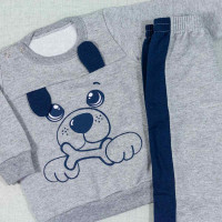 CONJUNTO PARA BEBÊ EM MOLETOM LONGO DOG ORELHINHA MESCLA