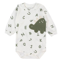 CONJUNTO LONGO EM MOLETOM BODY E CALÇA BORDADINHO DINO CREME