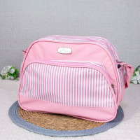 KIT BOLSAS MATERNIDADE PREMIUM 2 PEÇAS LISTRINHAS ROSA