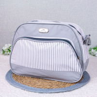 KIT BOLSAS MATERNIDADE PREMIUM 2 PEÇAS LISTRINHAS CINZA