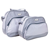 KIT BOLSAS MATERNIDADE PREMIUM 2 PEÇAS LISTRINHAS CINZA