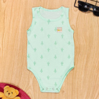 Body para Bebê Regata 100% Algodão Cactos Verde Claro