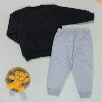 Conjunto para Bebês Meninos de Moletom Preto Estilo Bear