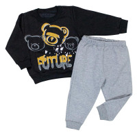 Conjunto para Bebês Meninos de Moletom Preto Estilo Bear