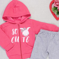Conjunto para Bebês de Moletom So Cute Rosa com Mescla