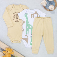 Kit de Roupas para Bebês Temática Zoológico 3 Peças