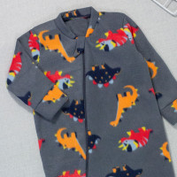 Macacão para Bebês Meninos de Zíper em Soft Dino Chumbo