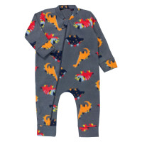 Macacão para Bebês Meninos de Zíper em Soft Dino Chumbo