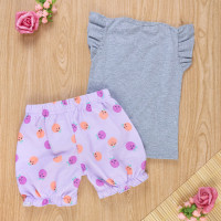 Conjunto Curto Babadinho Frutinhas - Mescla para Menina