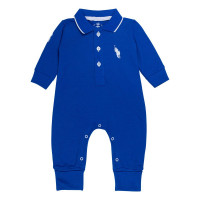 MACACÃO POLO PARA BEBÊ LONGO EM PIQUET BORDADINHO ROYAL