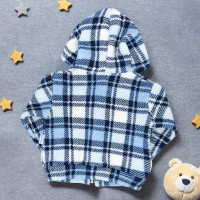 Blusa de Bebê com Capuz em Pelúcia Sherpa Azul Aconchegante