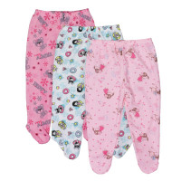 KIT 3 CALÇAS COM PÉZINHO FEMININA LITTLE BABY ESTAMPAS SORTIDAS
