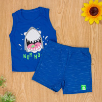 CONJUNTO PARA BEBÊ REGATA E SHORTS JET TUBARÃO AZUL