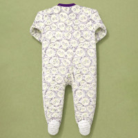 Macacão Infantil de Pelúcia Fleece Longo Até 24 Meses Zíper Frontal Roxo Estampa Caveira 