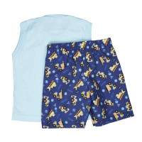 CONJUNTO CURTO PARA BEBÊ REGATA ESTAMPA TRATOR AZUL CLARO COM SHORT ESTAMPADO MARINHO