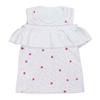 BLUSA INFANTIL MANGA CURTA COM BABADO OMBRO A OMBRO ESTAMPADA BRANCO