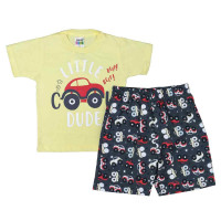 CONJUNTO INFANTIL LINDA CAMISETA CARRINHO AMARELO.