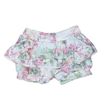 CONJUNTO PARA BEBÊ SHORTS SAIA UNICÓRNIO RANDA MUNDU CREME