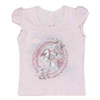 CONJUNTO PARA BEBÊ SHORTS SAIA UNICÓRNIO RANDA MUNDU ROSA