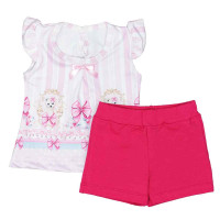 CONJUNTO CURTO PARA BEBÊ LACINHO RANDA MUNDU ROSA