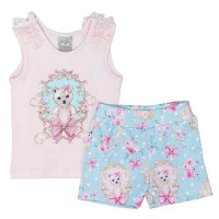 CONJUNTO CURTO PARA BEBÊ URSINHO RANDA MUNDU ROSA