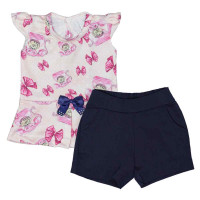 CONJUNTO CURTO PARA BEBÊ COM LACINHO RANDA MUNDU ROSA