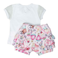 CONJUNTO CURTO PARA BEBÊ COM BABADINHO RANDA MUNDU BRANCO
