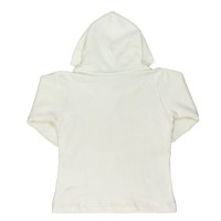 CONJUNTO LONGO EM MOLETINHO BLUSA COM CAPUZ E CALÇA ESTAMPA RAPOSINHA CREME