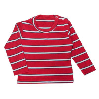 JARDINEIRA LONGA EM MOLETINHO E BLUSA LISTRADA ESTAMPADINHA BEAR VERMELHO