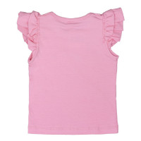 CAMISETA INFANTIL DE MENINA COM ESTAMPA COROA RANDA MUNDU ROSA