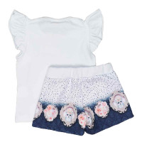 CONJUNTO INFANTIL DE MENINA CURTO COM BABADINHO RANDA MUNDU BRANCO