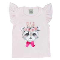 CONJUNTO INFANTIL DE MENINA CURTO COM BABADINHO RANDA MUNDU ROSA