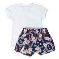 CONJUNTO CURTO BLUSA E SHORT INFANTIL ESTAMPA COELHINHO BRANCO