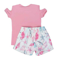 CONJUNTO CURTO BLUSA E SHORT ESTAMPADINHO INFANTIL ROSA